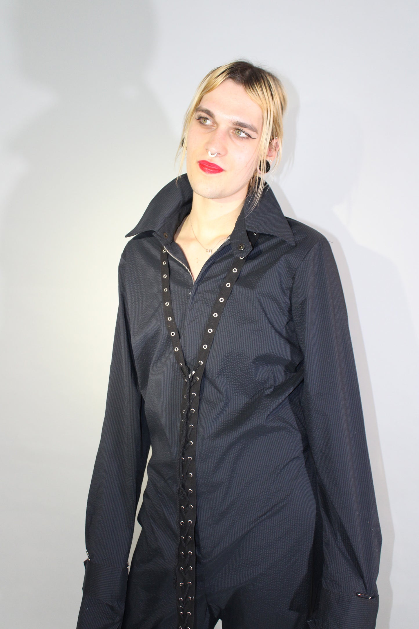 The Tentacle Jumpsuit in Black Seersucker
