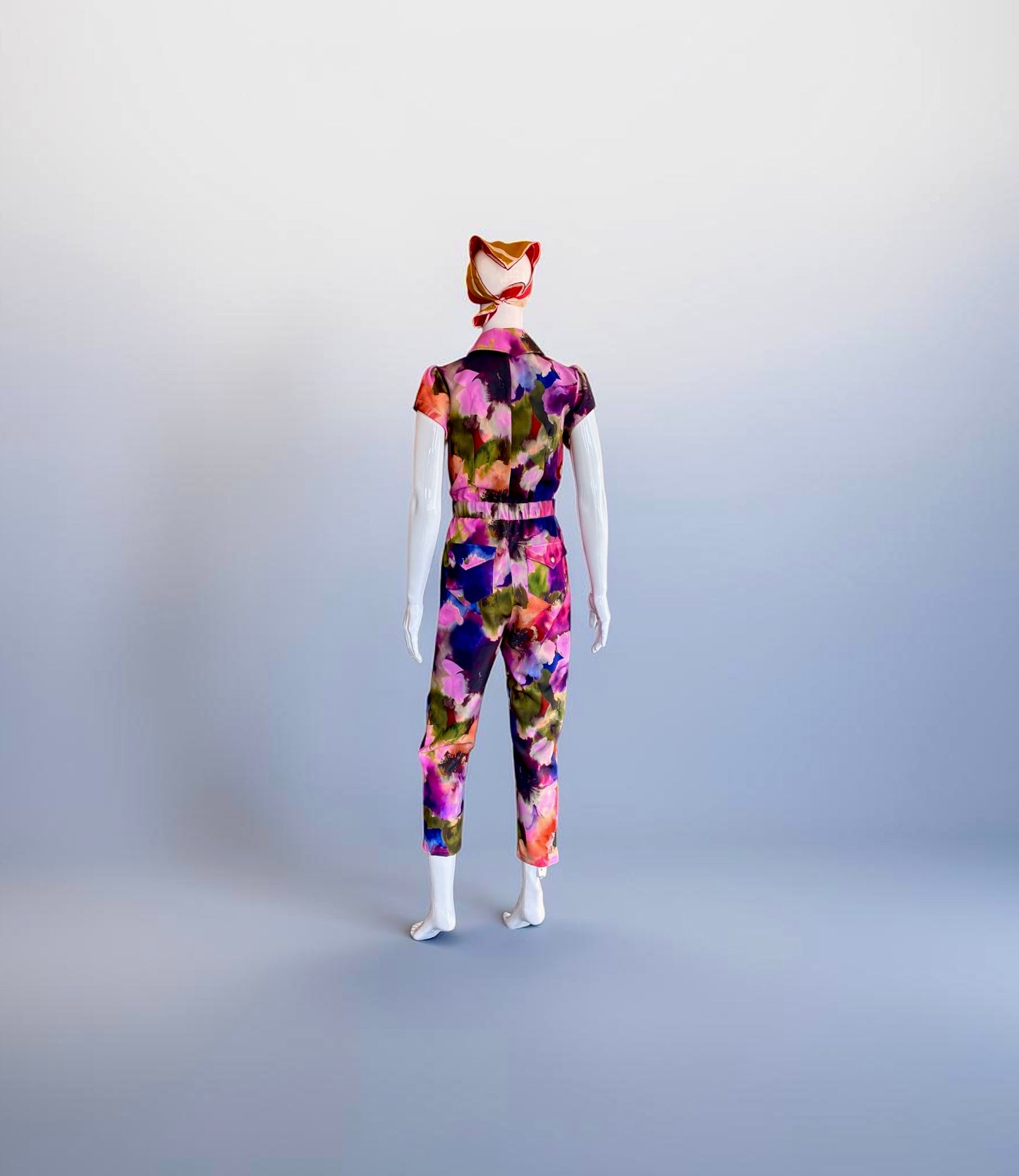THE WOOLF Jumpsuit - Short Sleeve in Printed Bloom Cotton Sateen