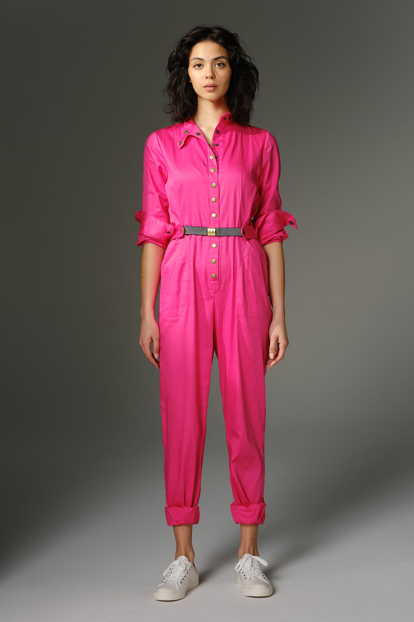 THE QUIMBY Jumpsuit - Long Sleeve Fuchsia with Sequin Eye Decal