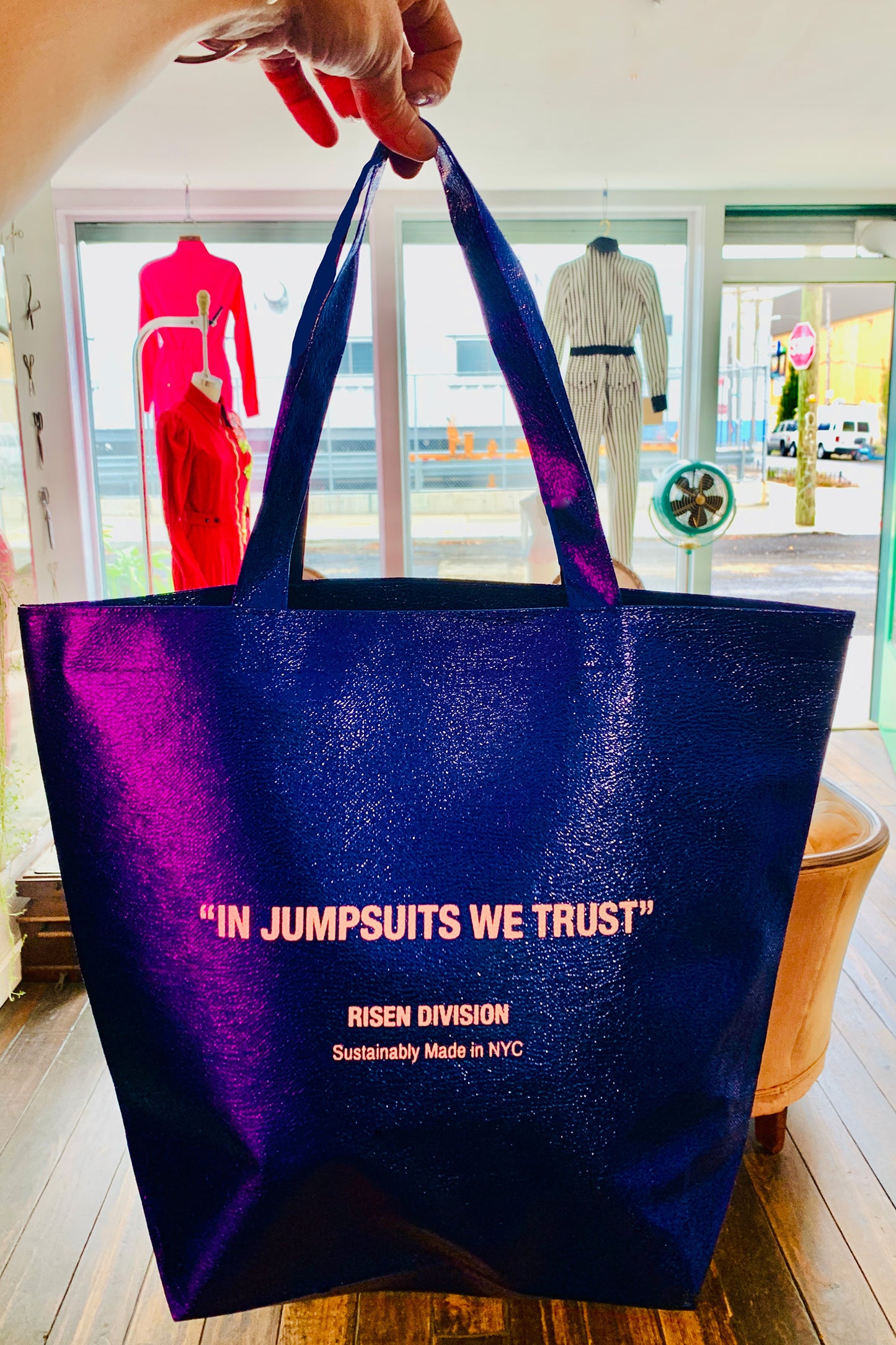 Blue Metallic Tote