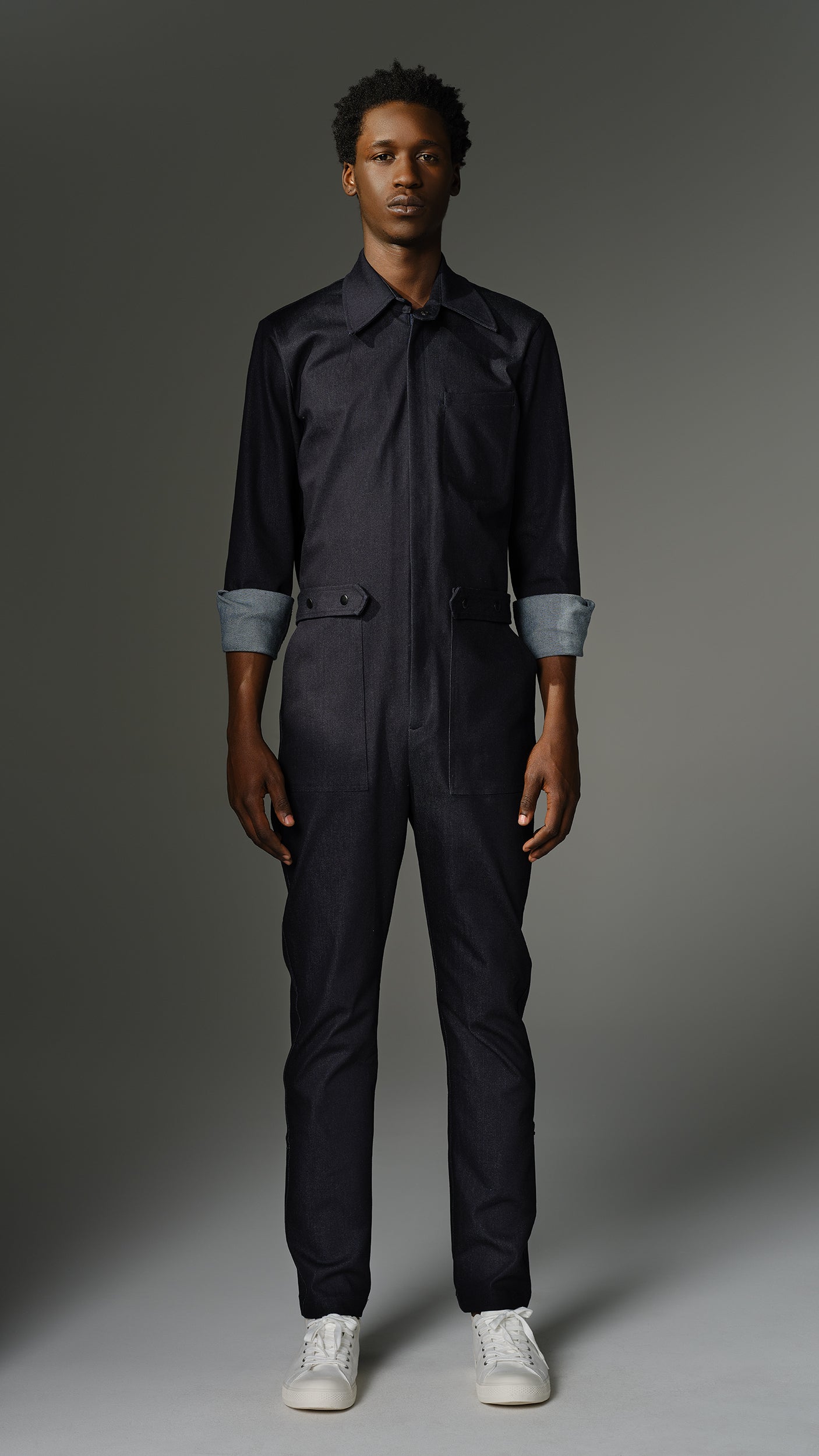 THE WILDE Jumpsuit - Long Sleeve in Indigo Stretch Denim