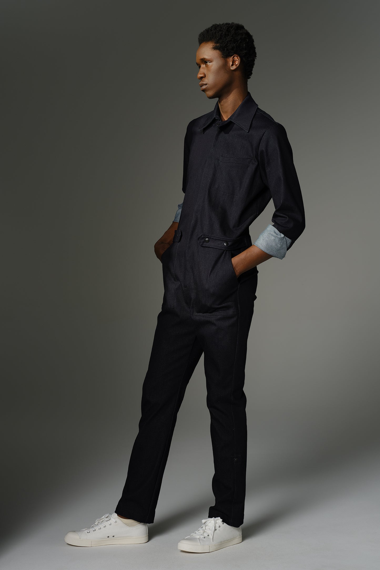 THE WILDE Jumpsuit - Long Sleeve in Indigo Stretch Denim