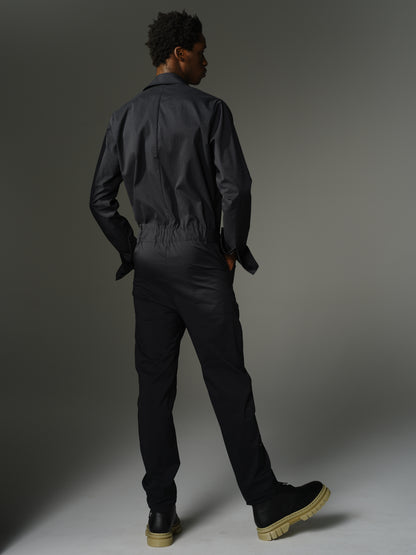 THE WILDE Jumpsuit - Long Sleeve in Black Cotton Sateen