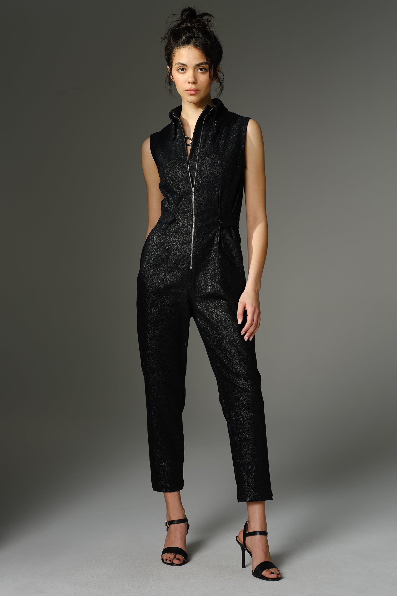 Metallic sales black jumpsuit