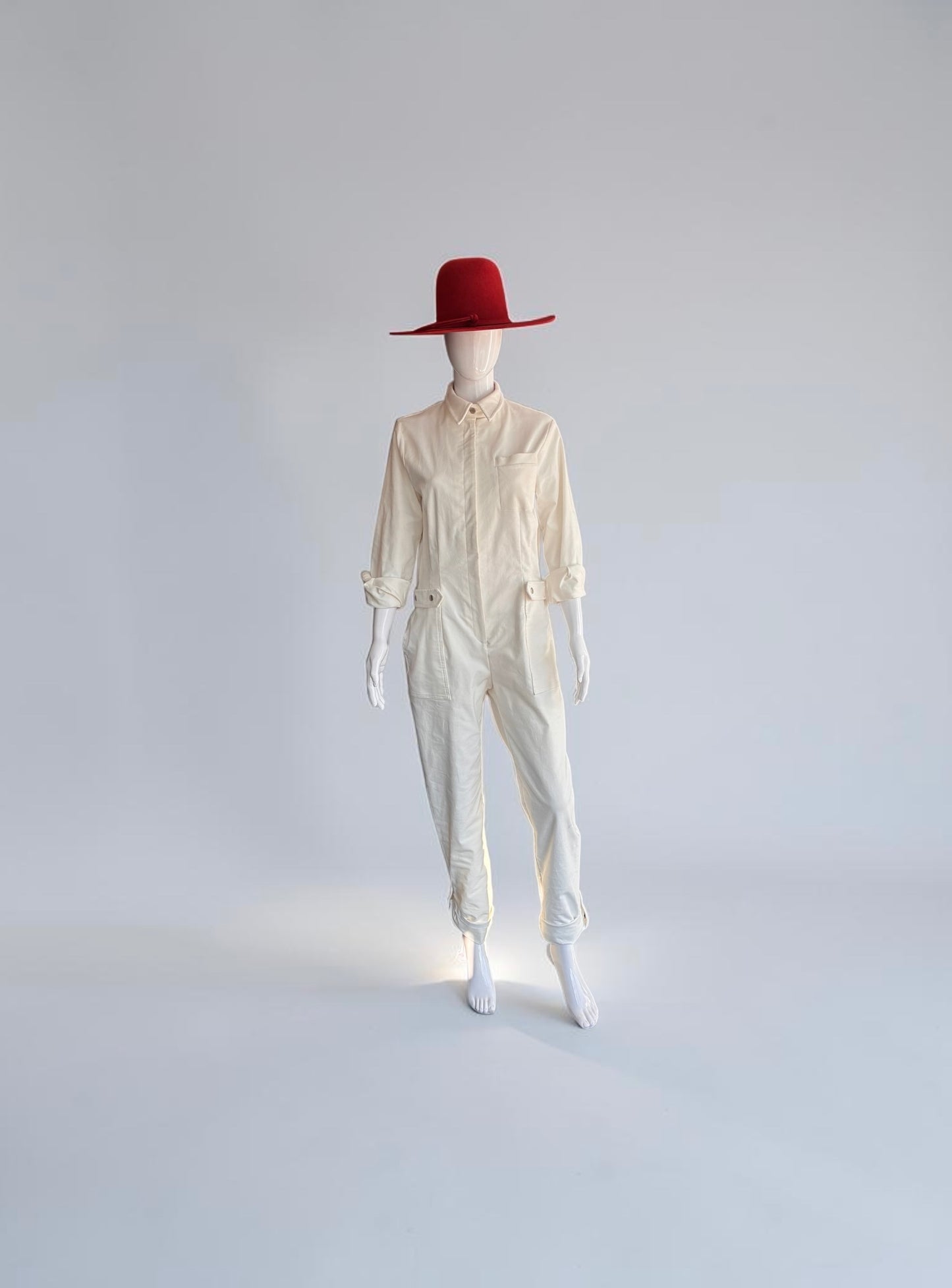 NEW!!! THE FEMININE WILDE Jumpsuit - Cream Stretch Corduroy