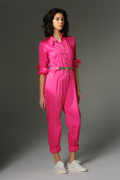 THE QUIMBY Jumpsuit - Long Sleeve Fuchsia with Sequin Eye Decal