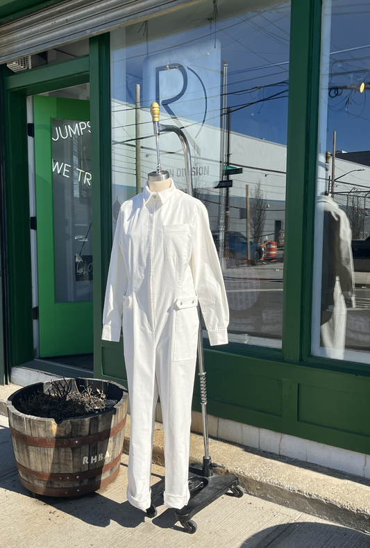 NEW!!! THE FEMININE WILDE Jumpsuit - Cream Stretch Corduroy